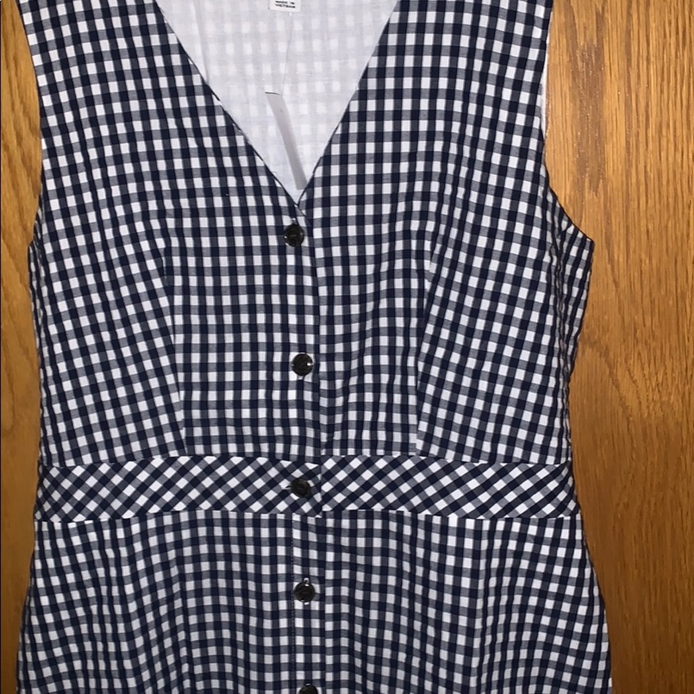 Blue checked button front J Crew factory dress - Picture 3 of 4